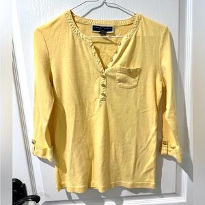 Karen Scott Yellow 3/4 Sleeve V-neck Top